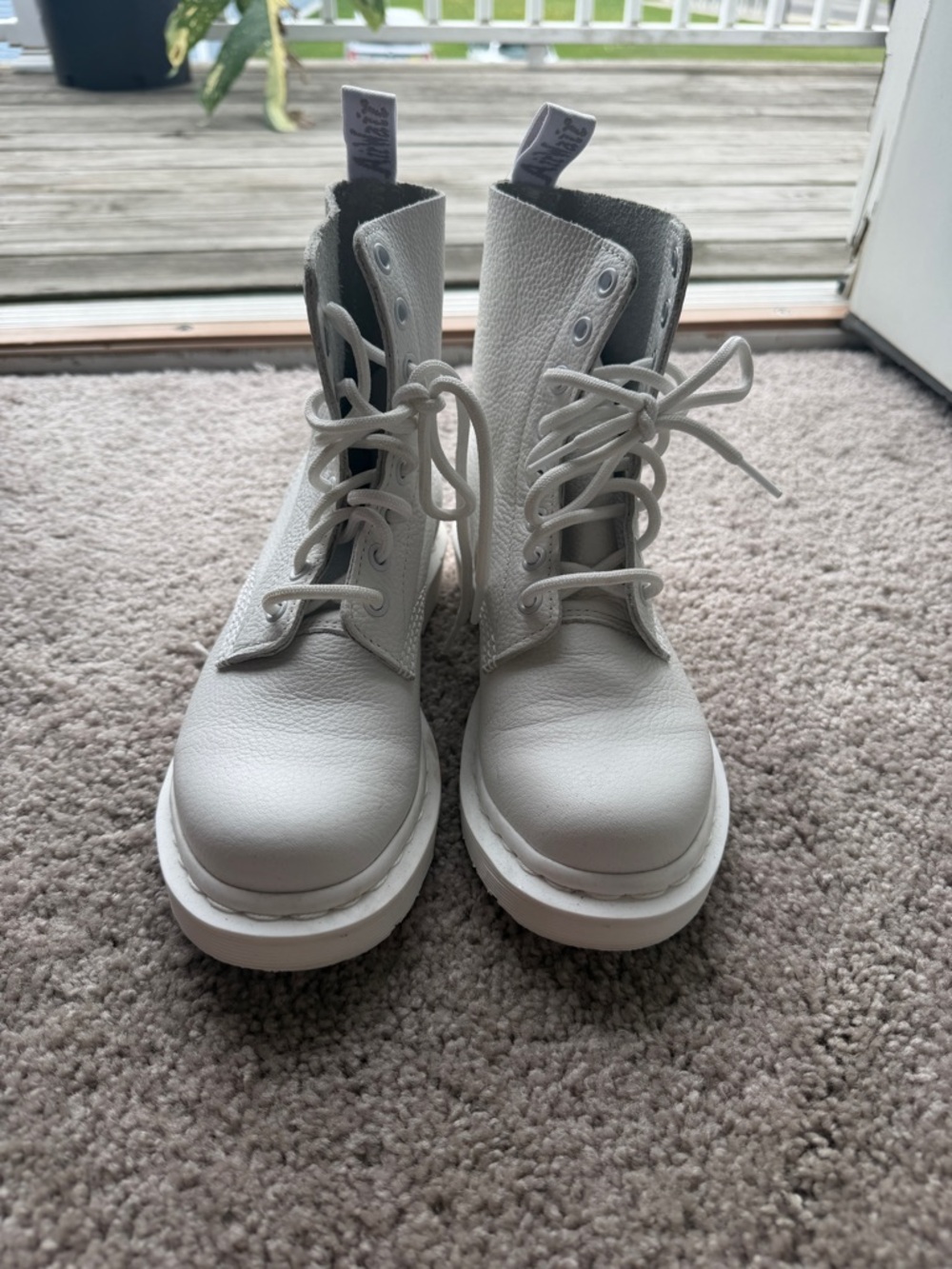 Dr. Martens White Lace-Up Platform Combat Boots